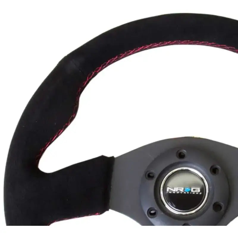NRG Reinforced Steering Wheel (320mm) Suede w/Red Stitch 