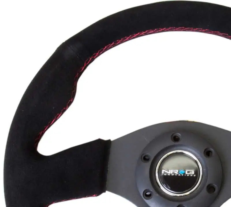 NRG Reinforced Steering Wheel (320mm) Suede w/Red Stitch 