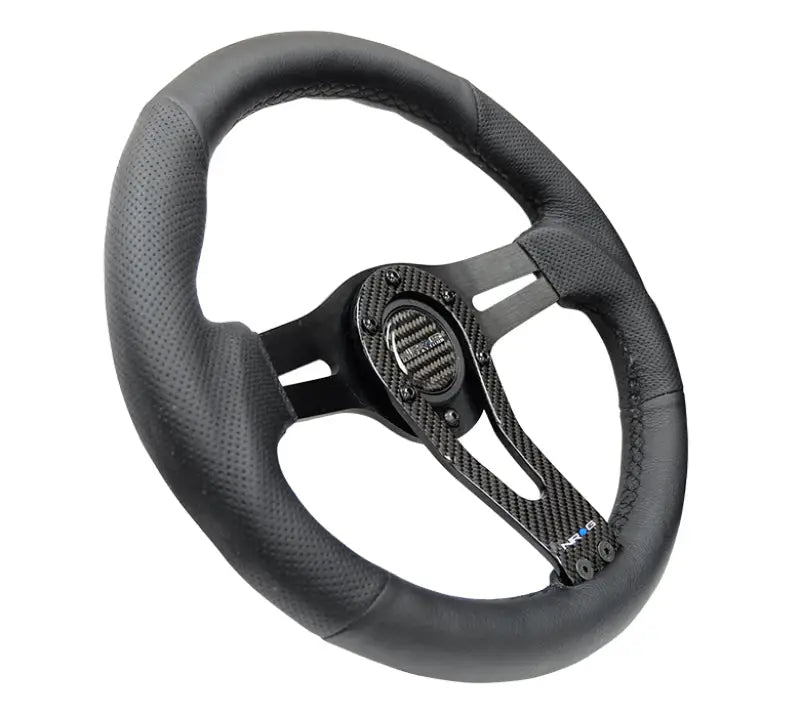 NRG Reinforced Steering Wheel (320mm) w/Carbon Center Spoke - Truck & Automotive