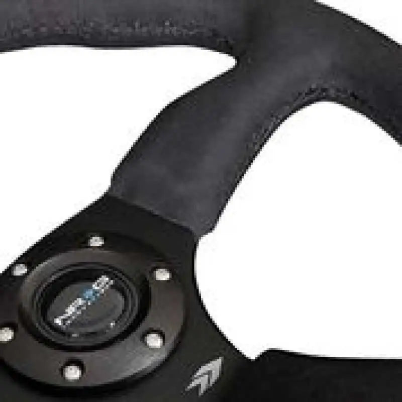 NRG Reinforced Steering Wheel (350mm / 2.5in. Deep)Blk Alcantara Comfort Grip w/4mm Matte Blk Spokes 