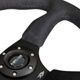 NRG Reinforced Steering Wheel (350mm / 2.5in. Deep)Blk Alcantara Comfort Grip w/4mm Matte Blk Spokes 