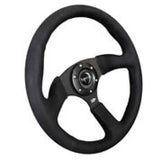 NRG Reinforced Steering Wheel (350mm / 2.5in. Deep)Blk Alcantara Comfort Grip w/4mm Matte Blk Spokes 