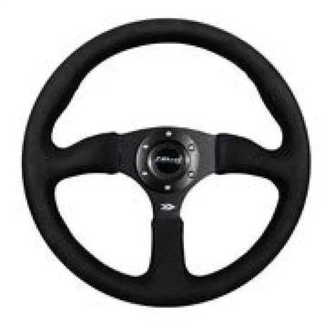 NRG Reinforced Steering Wheel (350mm / 2.5in. Deep)Blk Alcantara Comfort Grip w/4mm Matte Blk Spokes 