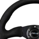 NRG NRG Reinforced Steering Wheel (350mm / 2.5in. Deep)Blk Alcantara Comfort Grip w/4mm Matte Blk Spokes