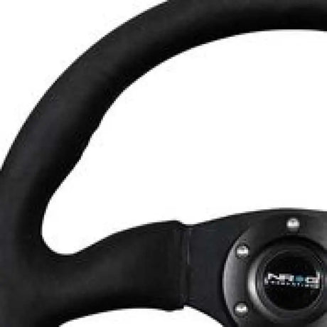 NRG NRG Reinforced Steering Wheel (350mm / 2.5in. Deep)Blk Alcantara Comfort Grip w/4mm Matte Blk Spokes