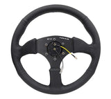 NRG Reinforced Steering Wheel (350mm / 2.5in. Deep) Blk Leather Comfort Grip w/5mm Matte Blk Spokes 
