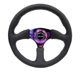 NRG NRG Reinforced Steering Wheel (350mm / 2.5in. Deep) Leather Race Comfort Grip w/4mm Neochrome Spokes