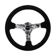 NRG NRG Reinforced Steering Wheel (350mm / 3in. Deep) Blk Suede w/Hydrodipped Digi-Camo Spokes