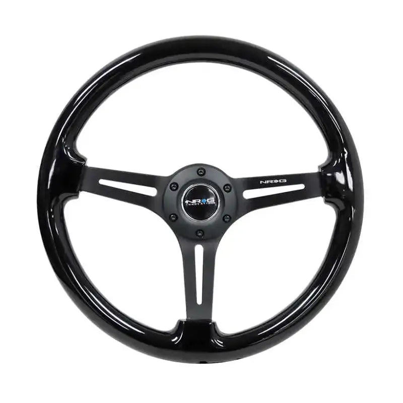 NRG NRG Reinforced Steering Wheel (350mm / 3in. Deep) Blk Wood w/Blk Matte Spoke/Black Center Mark