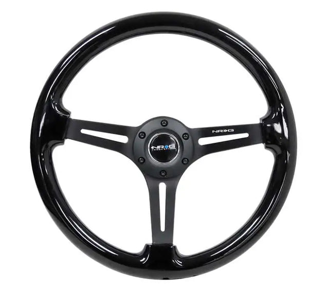NRG NRG Reinforced Steering Wheel (350mm / 3in. Deep) Blk Wood w/Blk Matte Spoke/Black Center Mark