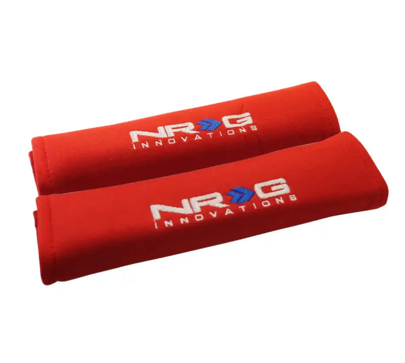 Red seat belt pads for comfy and stylish car safety belts, 2-pack