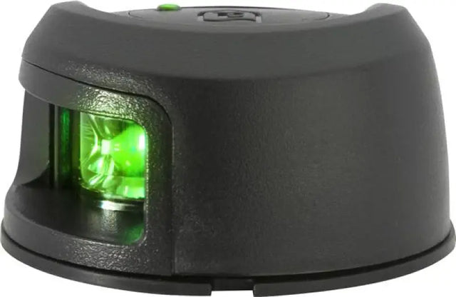Black boat navigation light with green lens NV2012PBG-7 rnd lt stbd for 2Nm