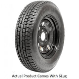 A225R645BMEM Taskmaster St225/75R15 10 Ply Provider tire on 15X6 wheel, designed for trailers and utility vehicles, ensuring durability and reliability with 10-ply construction.