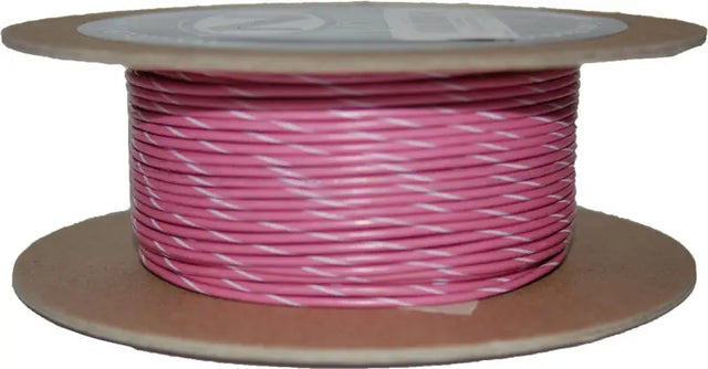 NWR-109-100-20 Namz Custom Cycle 100' Spool 20-Gauge Wire (Pink/White Stripe) - RV and Auto Parts