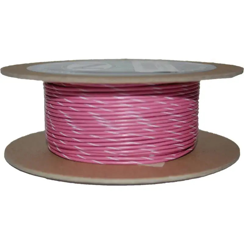 NWR-109-100-20 Namz Custom Cycle 100' Spool 20-Gauge Wire (Pink/White Stripe) - RV and Auto Parts
