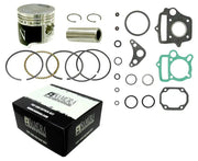Namura NX-10051-2K Top End Kit Flat Top 39.5/+0.50 11:1 Hon, includes piston, rings, wrist pin, clips, top end bearing, and gaskets.