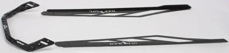 Black metal brackets with cut-out designs for NXPRB105-FBK truck accessories and RV parts