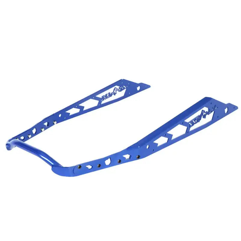 Blue U-shaped metal snowmobile running boards for NXPRB232-PBL level rear bumper