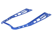 Blue U-shaped metal snowmobile running boards for NXPRB232-PBL level rear bumper
