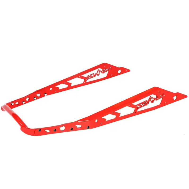 Red metal U-shaped ATV snowmobile skid plate with cut-outs for NXPRB232-RD rear bumper