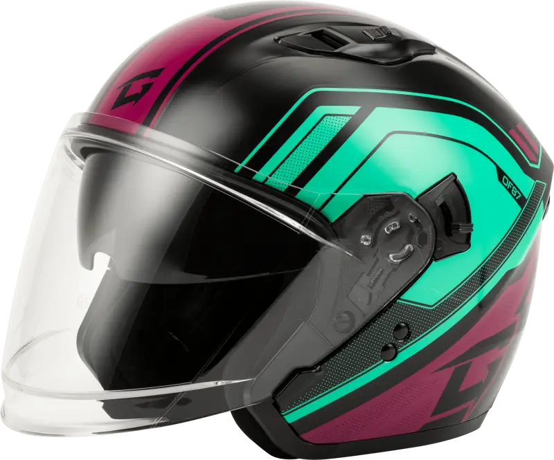 O11871173 Gmax Of-87 Duke Helmet W/Led Light Blk/Aqua/Coral Xs - RV and Auto Parts