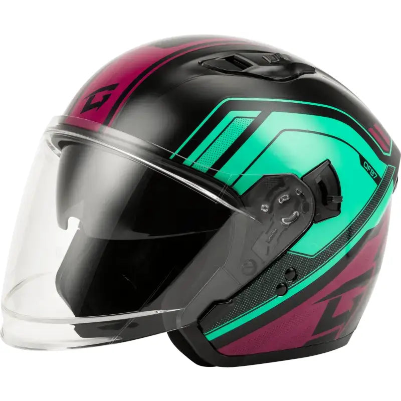 O11871176 Gmax Of-87 Duke Helmet W/Led Light Blk/Aqua/Coral Lg - RV and Auto Parts