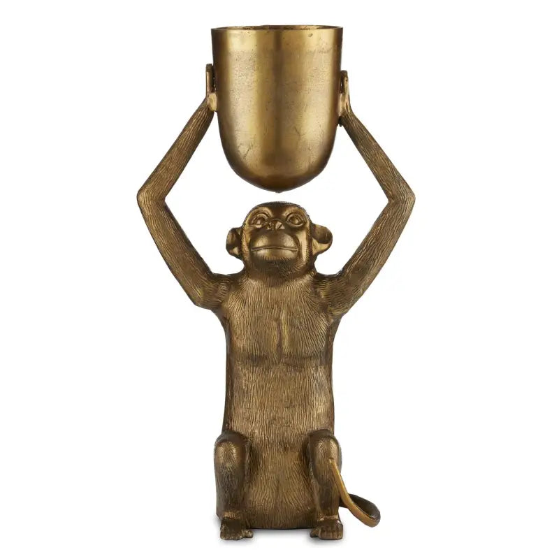 Bronze monkey holding a cup for OC152114 Octopus Steering Cable 12 Inch Stroke X 4