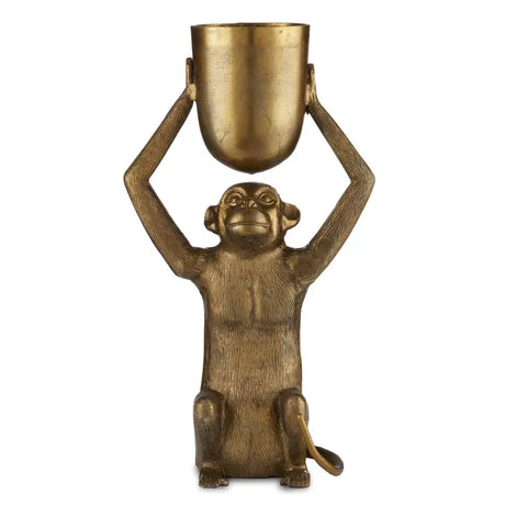 Bronze monkey holding a cup for OC152114 Octopus Steering Cable 12 Inch Stroke X 4