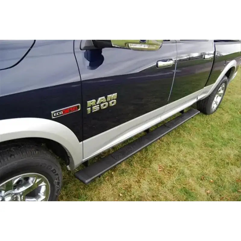 Blue Ram 1500 pickup truck in Owens Univl Crw Cab Textd Black style