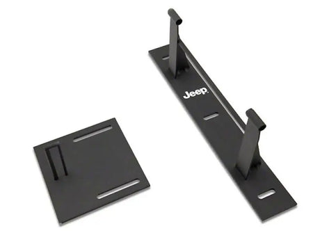 Black metal Jeep accessory mounts on Officially Licensed Jeep Wrangler JK grab handle storage bag
