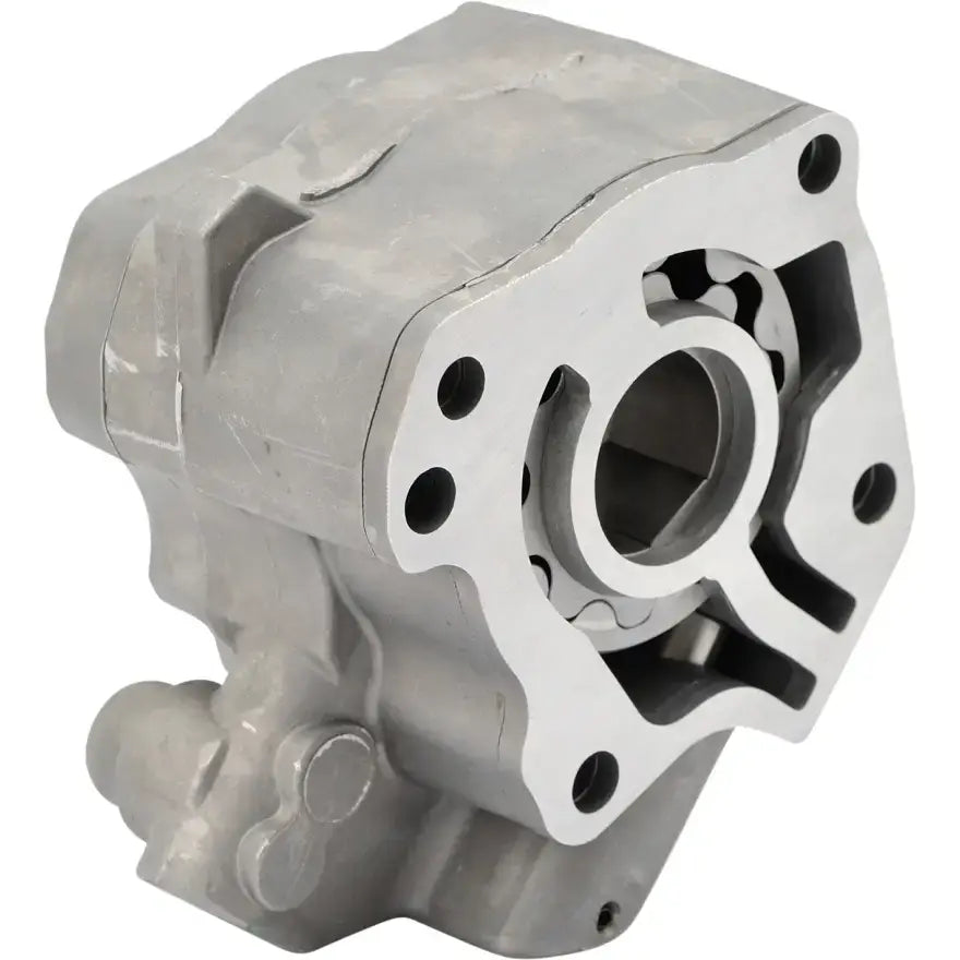 Silver hydraulic pump housing for Oil Pump Hi Vol Press M8 Models without oil seal