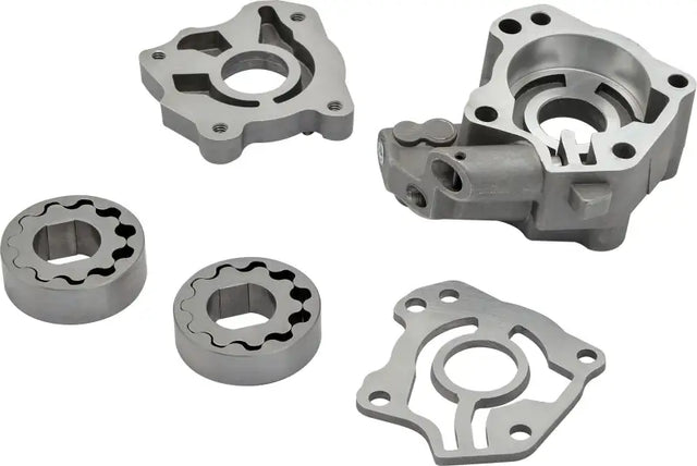 Disassembled oil pump components for Oil Pump Hi Vol/Press M8 Models W/O Oil Seal