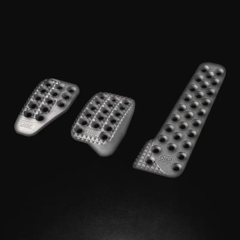 OMP Aluminum Racing Pedals set of 3, lightweight aluminum racing pedals for cars