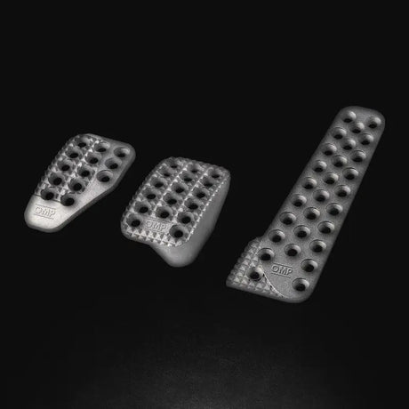 OMP Aluminum Racing Pedals set of 3, lightweight aluminum racing pedals for cars