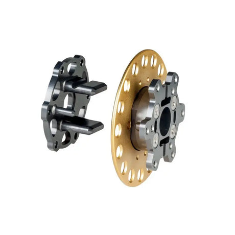 Two-part quick release steering wheel hub with 11 pole connector from OMP