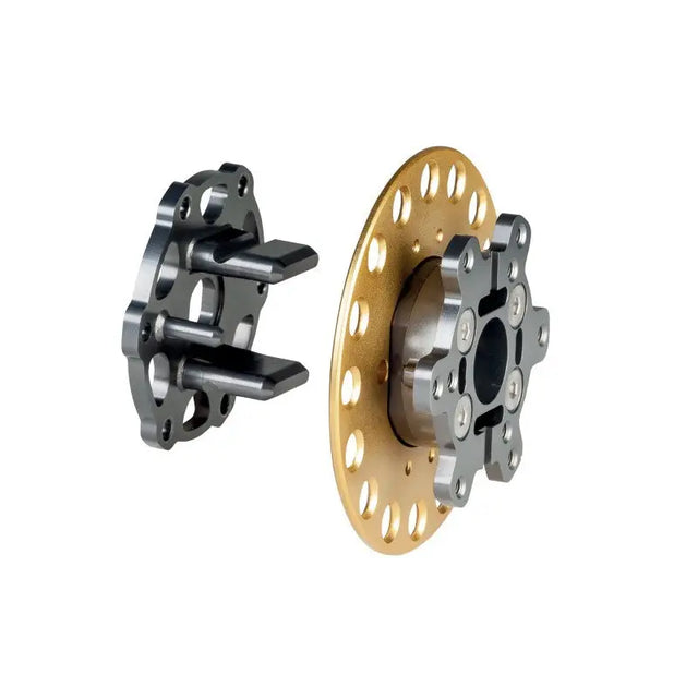 Two-part quick release steering wheel hub with 11 pole connector from OMP