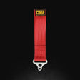 Red fabric tow strap with metal attachment for OMP Tow Hook stainless 100mm medium