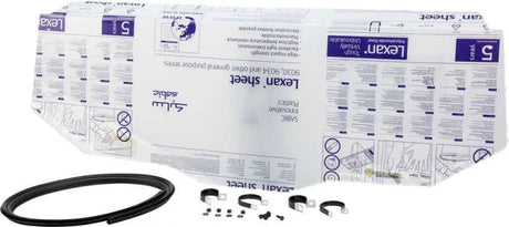 Packaged Lexan sheet with installation accessories for Open Trail V000249-12200T rear windshield clear view