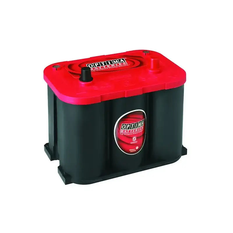 Glossy red and black Optima Bat 34R Red Top battery with bold branding and superior performance