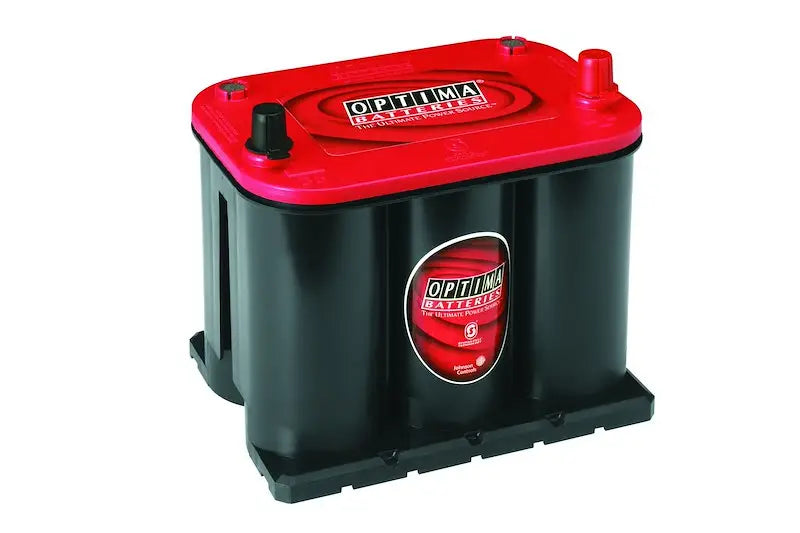 Glossy red and black Optima Battery 35 Red Top high performance deep cycle with Spiralcell technology