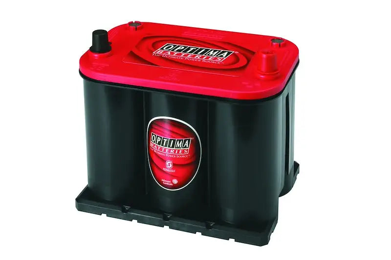 Glossy red and black Optima Bat high performance battery with Spiralcell technology