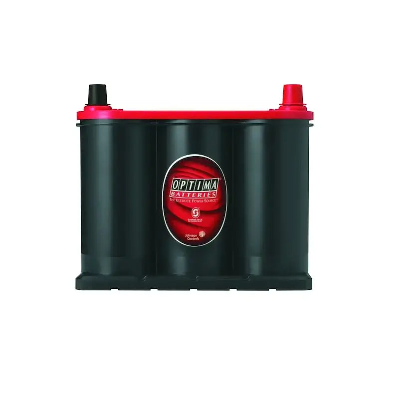 Glossy black and red Optima Battery 35 Red Top high performance with Spiralcell tech
