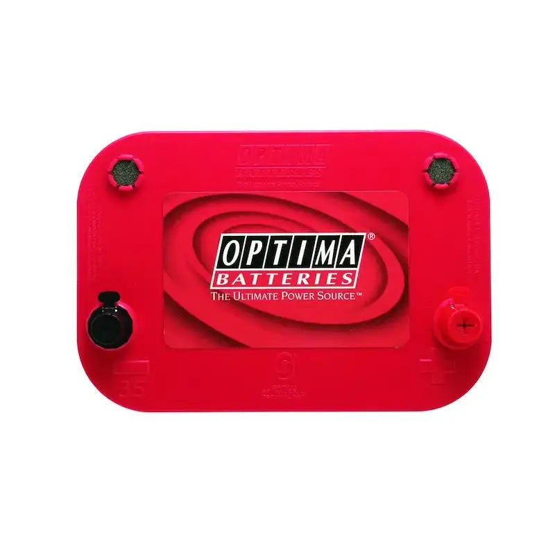 Glossy red Optima Battery 35 Red Top high performance spiralcell tech