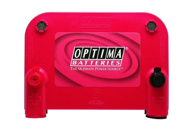 Bright red Optima Bat plastic terminal cover for reliable starting power