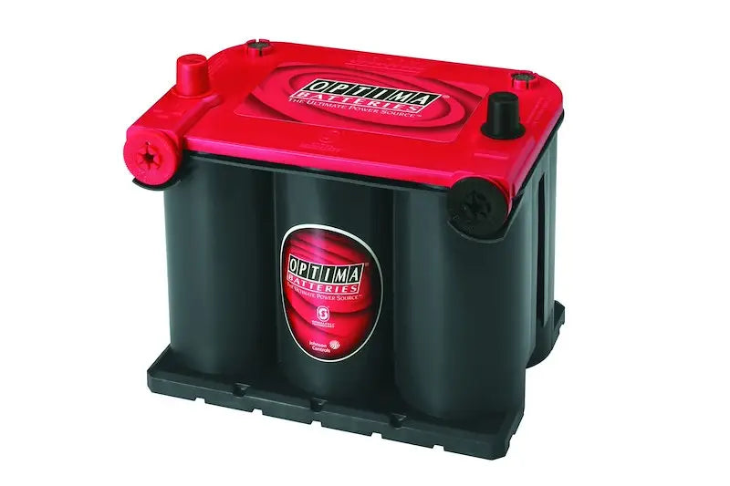Glossy red and black Optima Bat Red Top 7525 for starting power