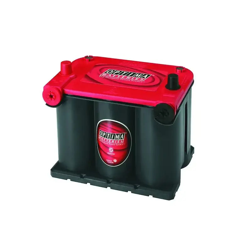 Glossy red and black Optima Bat Red Top 7525 for starting power