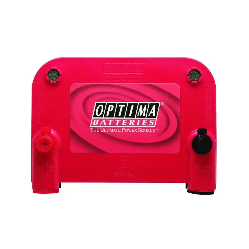 Bright red Optima Bat plastic terminal cover for reliable starting power