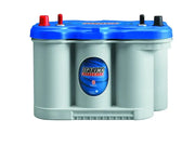 Optima D27M Blue Top battery with blue-gray case and red black terminals