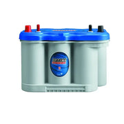 Optima D27M Blue Top battery with blue-gray case and red black terminals