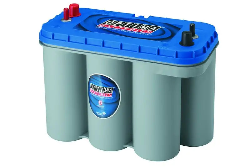 Optima D31M Blue Top battery with blue gray case and red black terminals